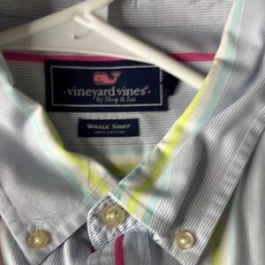 Vineyard Vines Men's Striped Shirt - Blue and Yellow